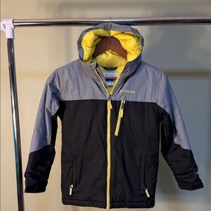 Columbia Two-Tone Ski Shell Jacket with Yellow Highlights